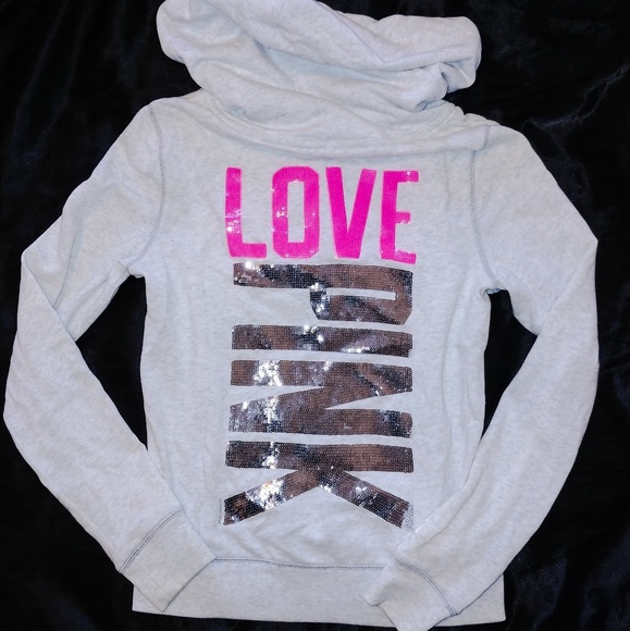 Victoria's Secret Pink Sequin Bling hoodie & shorts set S/XS Y2k vintage RARE! - Picture 3 of 9